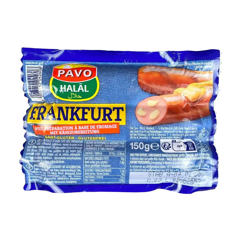 Frankfurter (Wudy) mit Käse 150g Pavo neues Design