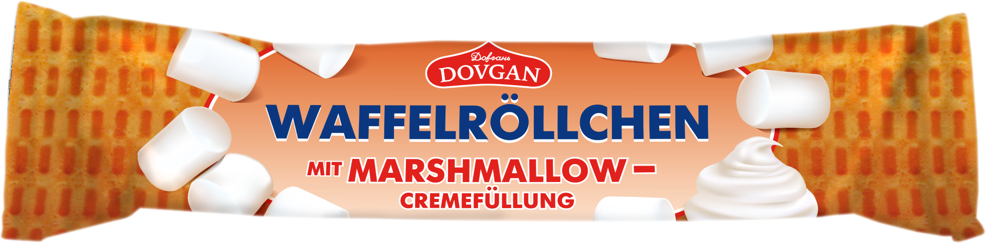 DOVGAN Waffelröllchen mit Marshmallowfüllung 45g