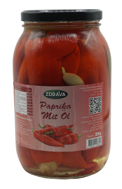 Rote Paprika mit Öl mild Premium 2kg Zdrava