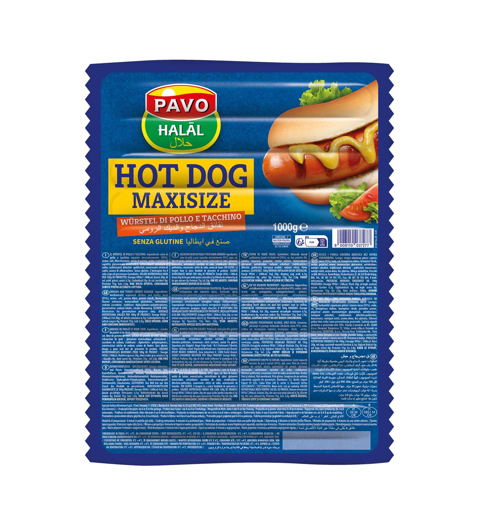 Hot Dog Geflügelwürstchen 1000g Pavo