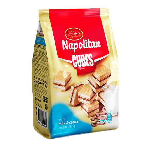 Cubes Napolitan 250g Milch und Kakao Vincinni