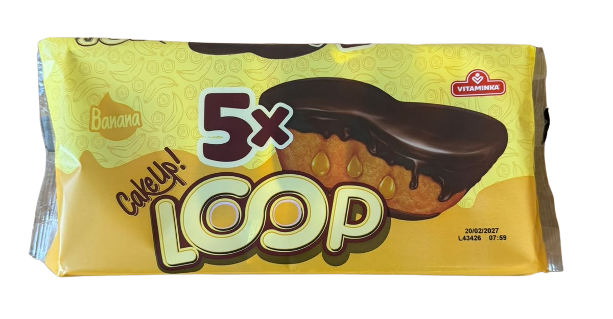Loop Set Banane Tortina Pop Kek Vitaminka 5*47g = 235g Loop Set Banane Tortina Pop Kek Vitaminka 5*47g = 235g